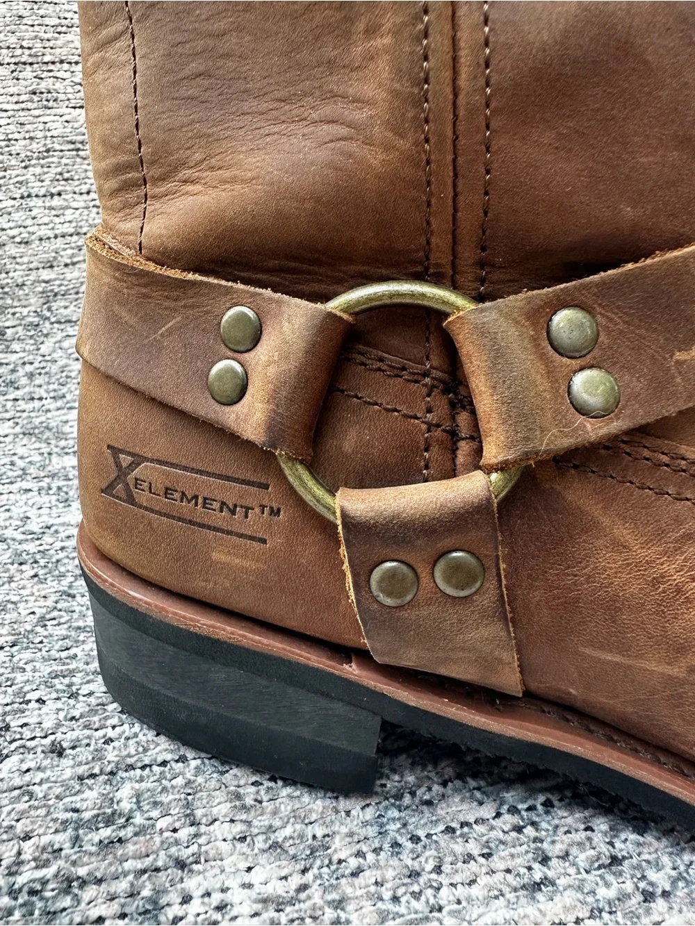 Xelement Men’s Leather Harness Boots Size 13 Brown Cognac Motorcycle Style 1556